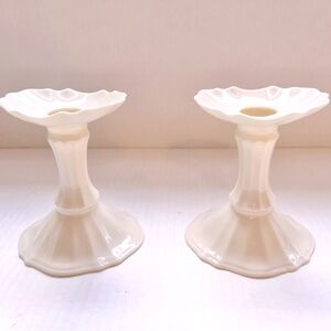 Lenox Symphony Porcelain China Ivory Fluted Candleholders 4 1/2” High